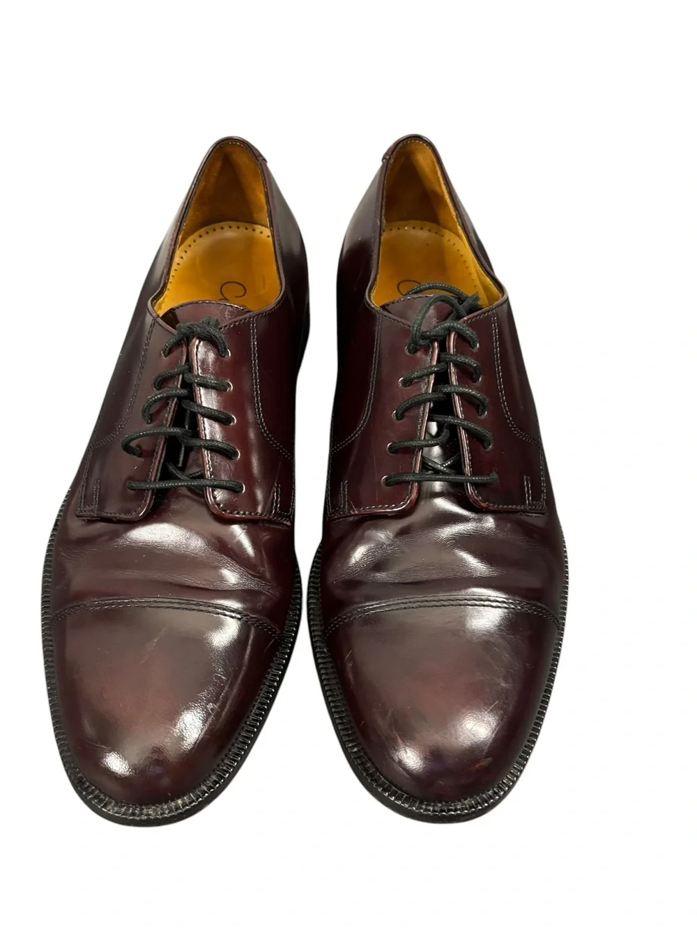 Cole Haan Mens Burgundy Leather Lace Up Cap Toe Oxford Shoes Size 8.5D